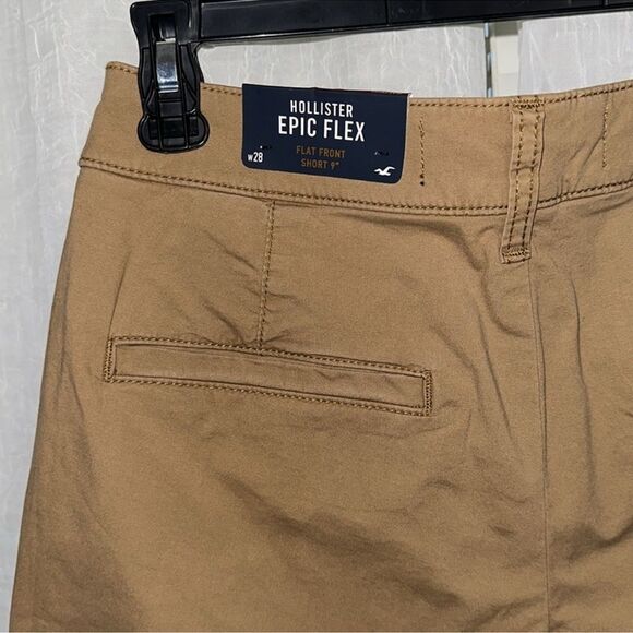Hollister 28” Khaki Flat Front Epic Flex 9” Shorts - Picture 7 of 10